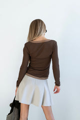 Lex Layered Mesh Top in Brown - FINAL SALE