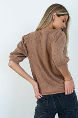 Marrel Textured Top in Brown - FINAL SALE
