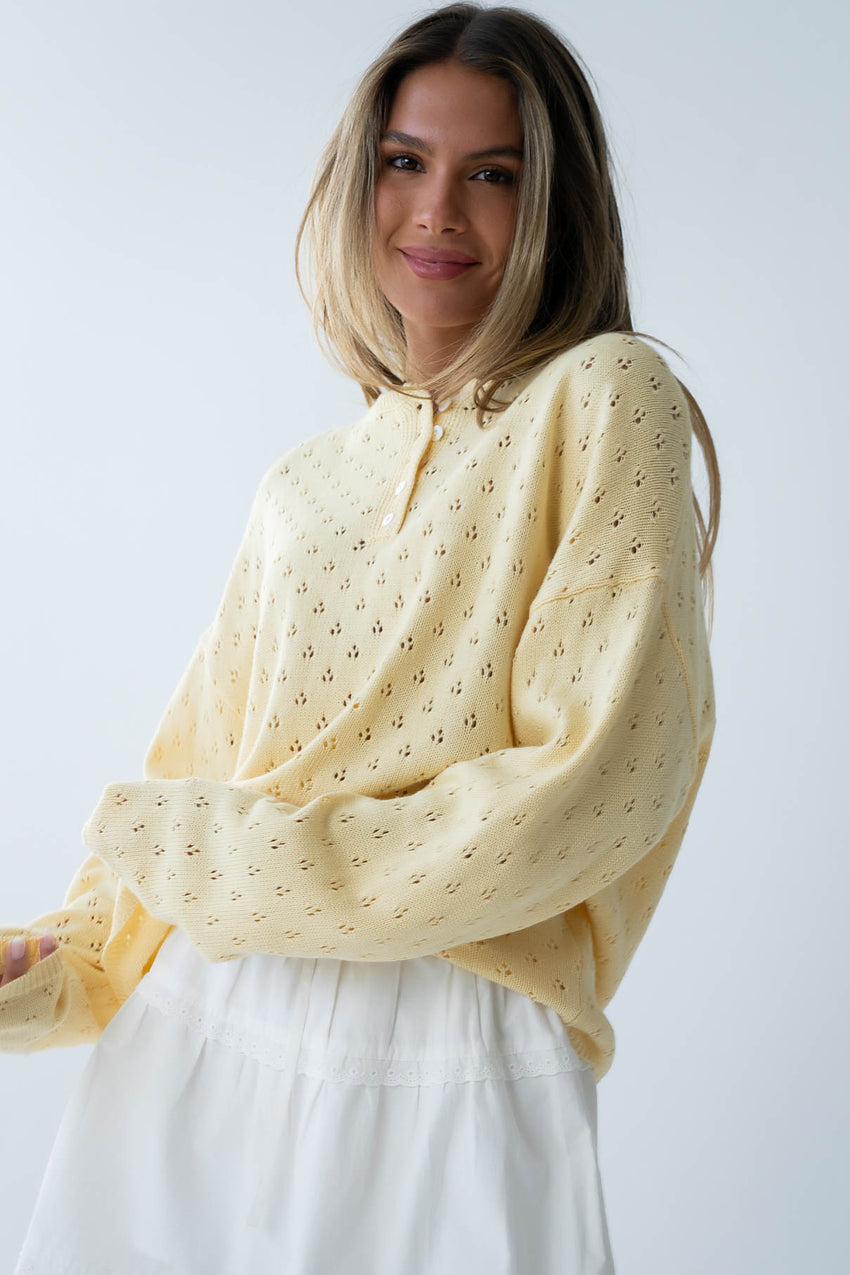 Margot Pointelle Sweater in Butter Yellow - FINAL SALE
