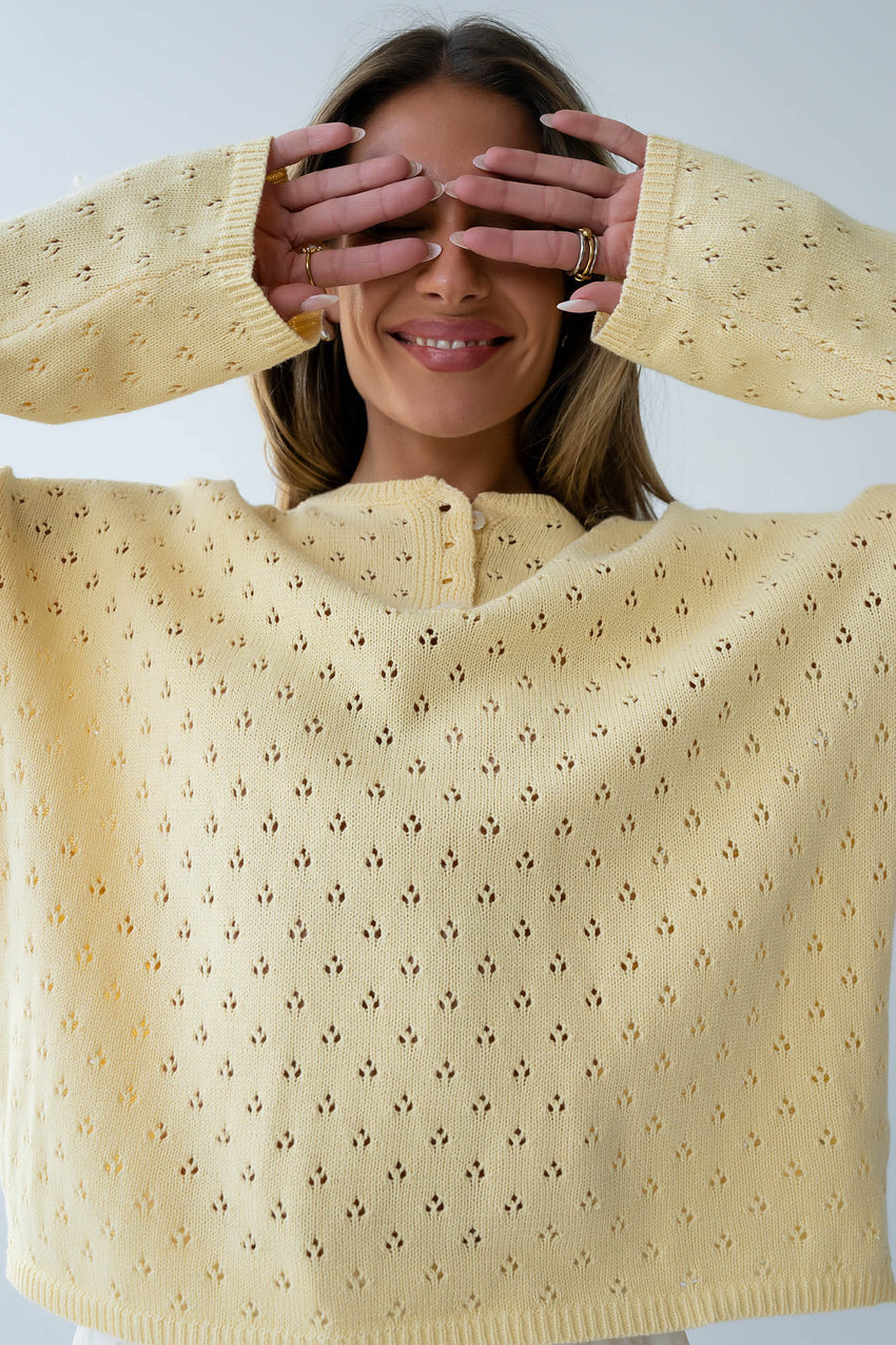 Margot Pointelle Sweater in Butter Yellow - FINAL SALE