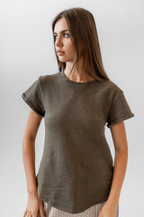 Selena Rolled Sleeve Shirt in Olive - FINAL SALE