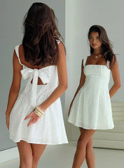 Xanthus Embroidered Mini Dress White