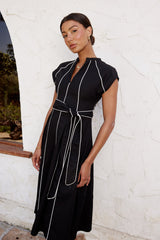 Edith Contrast Midi Dress in Black - FINAL SALE